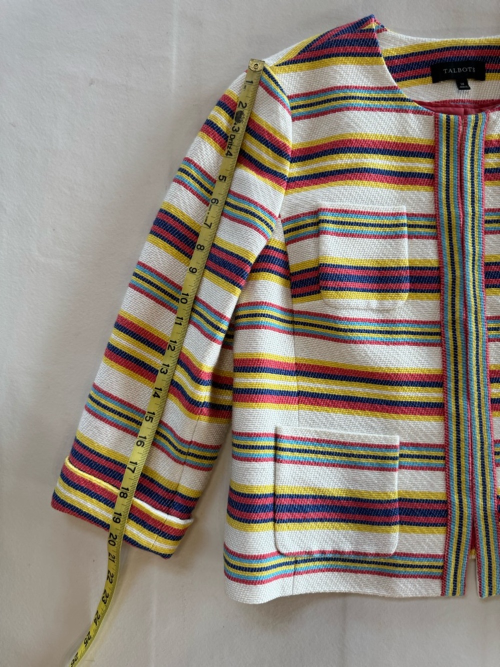 Talbots Striped Open-Front Lined Jacket Multicolor Striped Blazer (14) - Picture 11 of 17